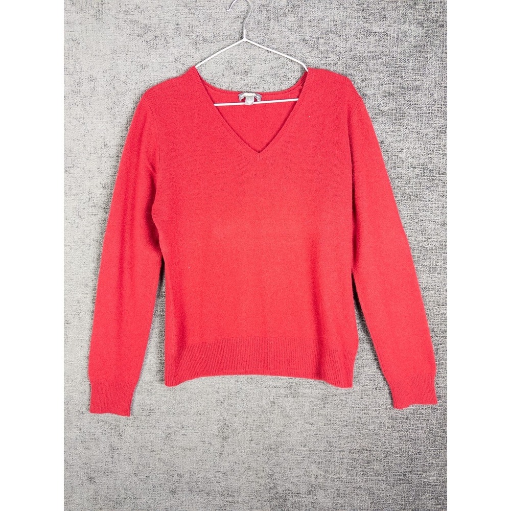 Apt 9 Cashmere Sweater Womens L Red V Neck Knit Pullover Casual